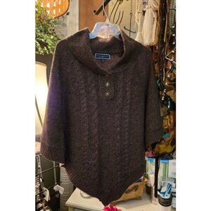 Ladies S/M Karen Scott Brown knit Poncho with collar